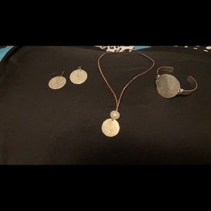 Initial “N” necklace/cuff bracelet and earrings